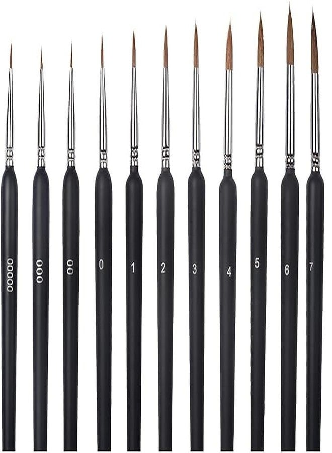 ساندرا مجموعة فرش الرسم الدقيقة من ساندرا، 11 قطعة، مثالية للرسم المصغر، وفن الأظافر، والأكريليك، والألوان المائية، والزيتية، ورسم النماذج - فرش ذات رؤوس دقيقة بمقابض خشبية وحافظة - أدوات رسم فنية للهواة والحرف اليدوية - Image 1